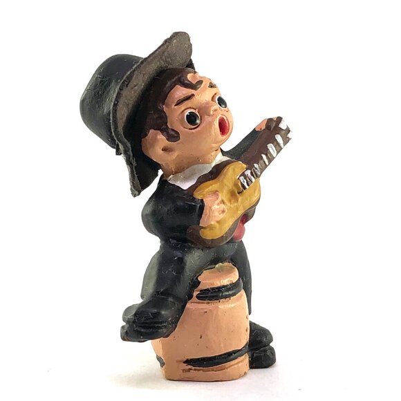 Vintage Spanish Terra Cotta Mud People Figurine Guitar Player Folk Dancing Clay - Picture 8 of 12